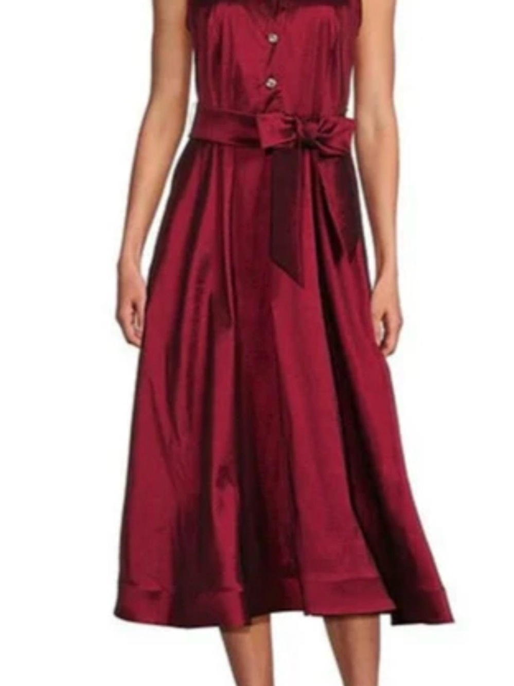 679. MARINA 268865 Red Sleeveless Maxi Shirt Dress with Tie Belt